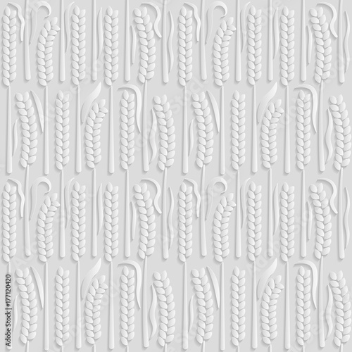 Seamless 3D white pattern, natural pattern wheat field, vector. Endless texture can be used for wallpaper, pattern fills, web page  background,  surface textures. photo