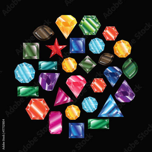 Stones christals colorful vector set