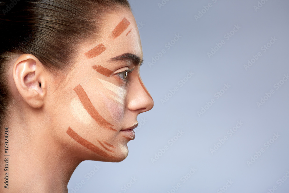 Profile of girl with face contouring