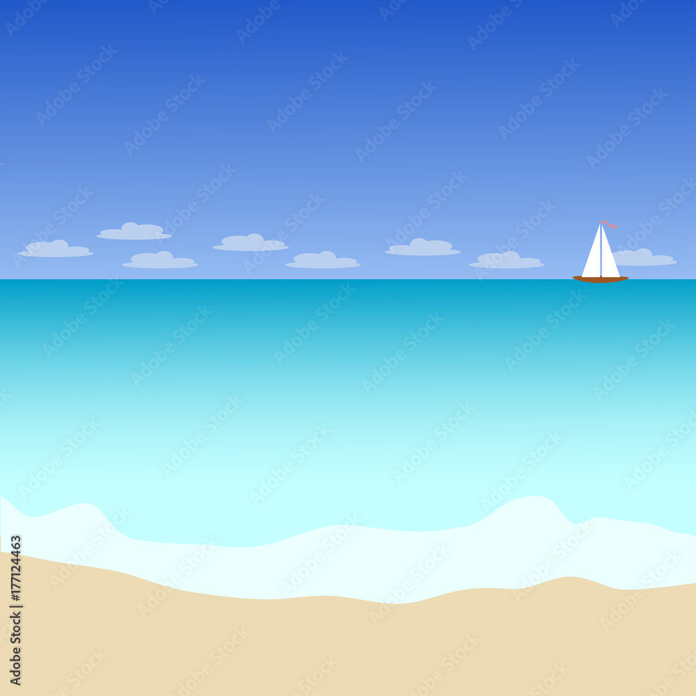 Naklejka premium Seascape z jachtem