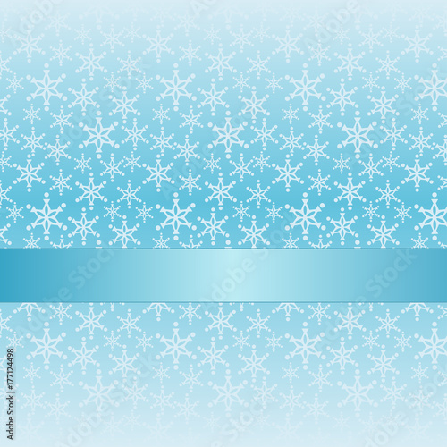 Blue winter background with ribbon stripe. Objects grouped and named in English. No mesh  transparency used. Gradient used.