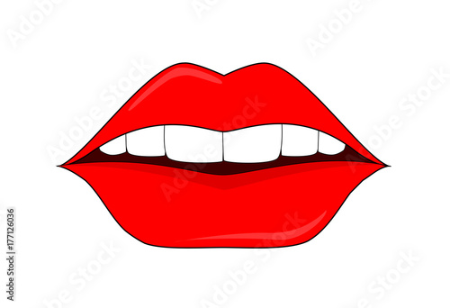 red lips, logo for the beauty salon. Permanent makeup