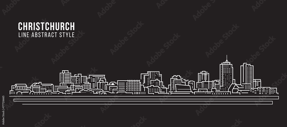 Cityscape Building Line art Vector Illustration design - Christchurch city
