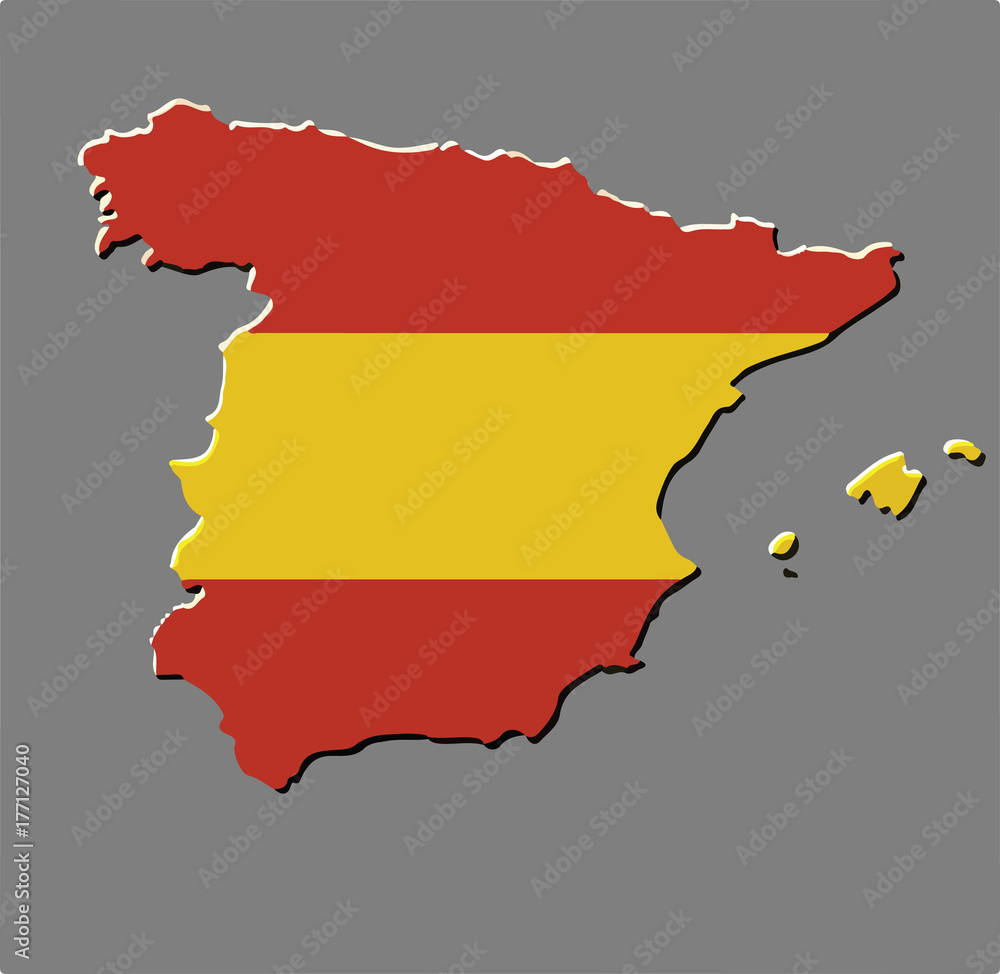 Spain map vector with the spanish flag on grey background Spain map vector with the spanish flag on grey background