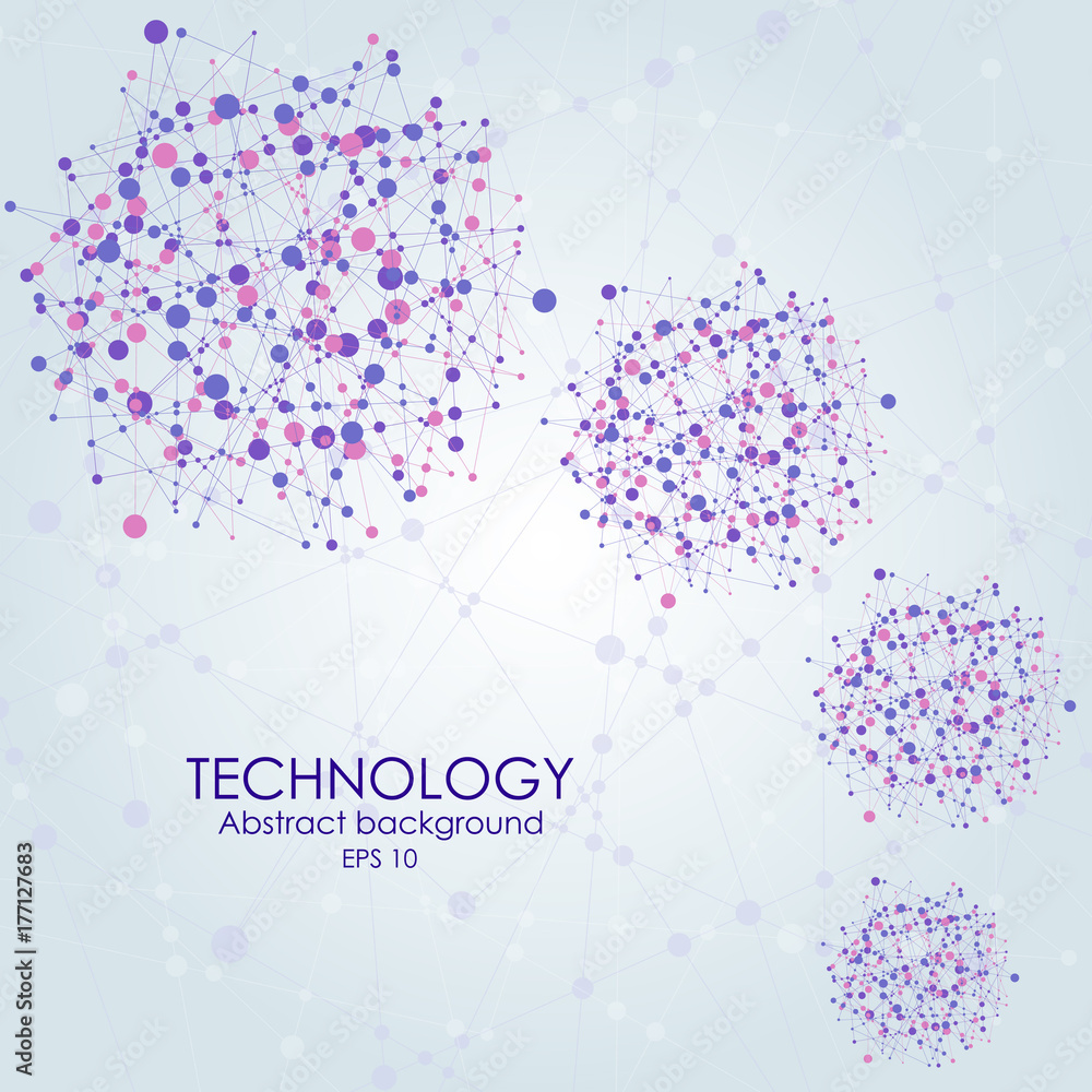 Molecular structure in the form of a sphere. Vector illustration