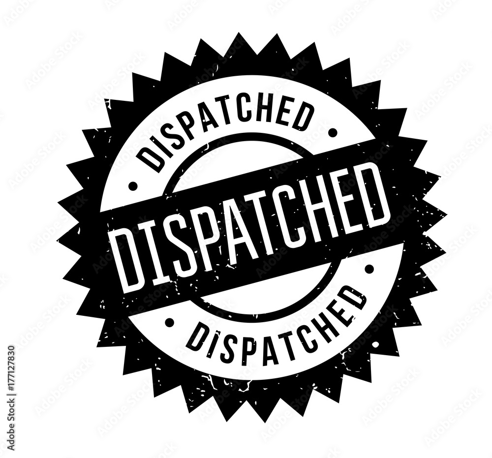 Dispatched rubber stamp. Grunge design with dust scratches. Effects can be easily removed for a clean, crisp look. Color is easily changed. Dispatched rubber stamp. Grunge design with dust scratches. Effects can be easily removed for a clean, crisp look. Color is easily changed.