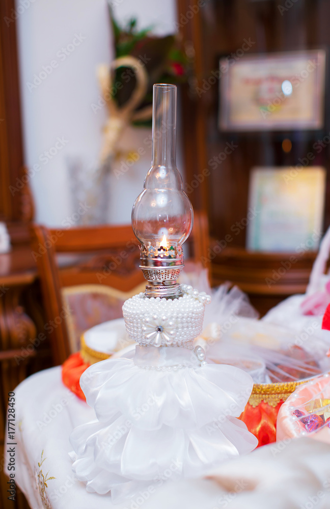 Lantern kerosene oil Lamp. Made from a pearl for a wedding