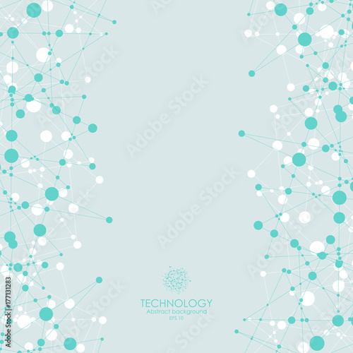 Molecular structure in the form of a sphere. Vector illustration