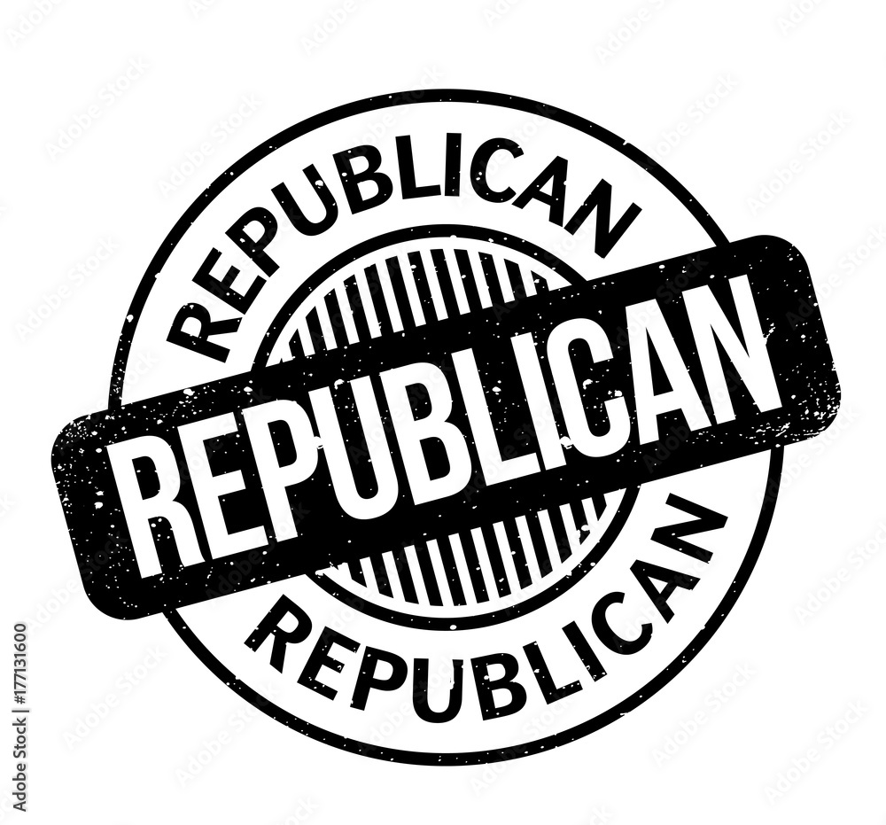 Republican rubber stamp. Grunge design with dust scratches. Effects can be easily removed for a clean, crisp look. Color is easily changed.