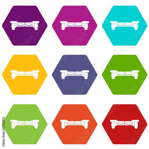 Electrical modern gyroboard icon set color hexahedron