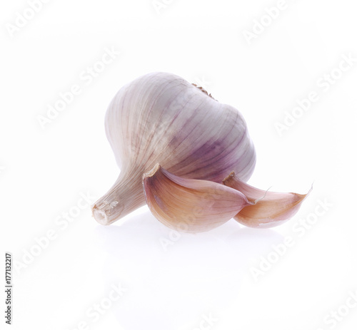 Garlic head on white background