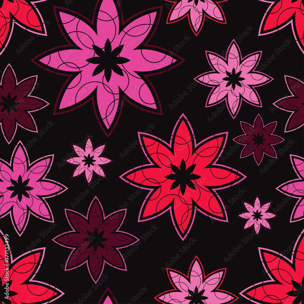Seamless floral background. Vector illustration. Textile rapport. Seamless floral background. Vector illustration. Textile rapport.