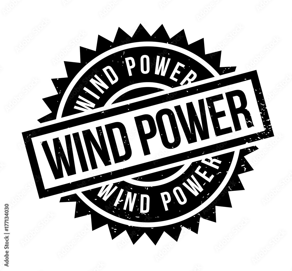 Wind Power rubber stamp. Grunge design with dust scratches. Effects can be easily removed for a clean, crisp look. Color is easily changed.