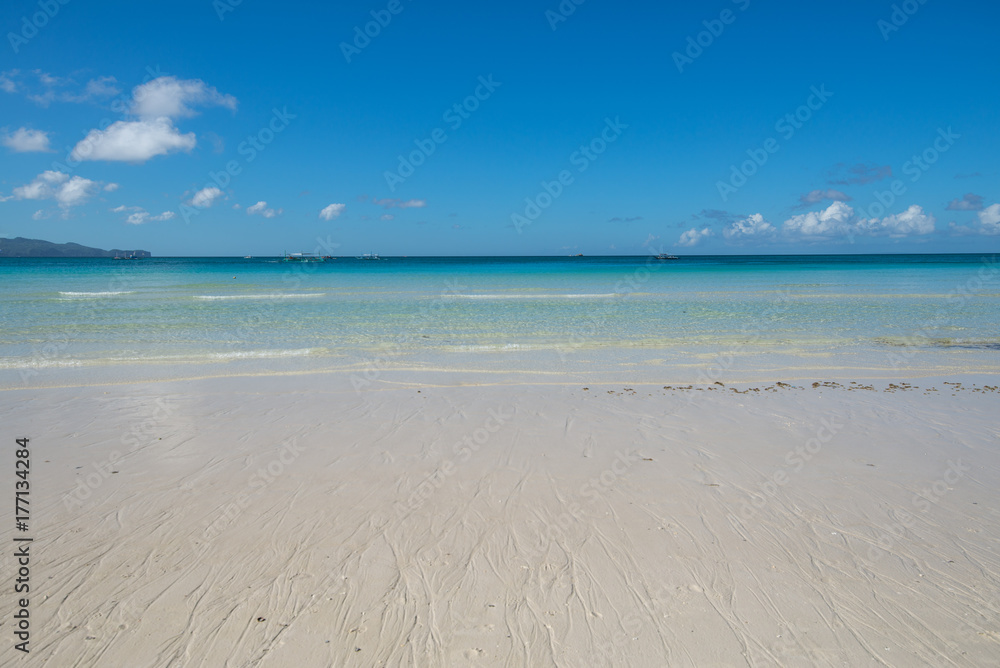 Empty beach with a clear blue sky. 