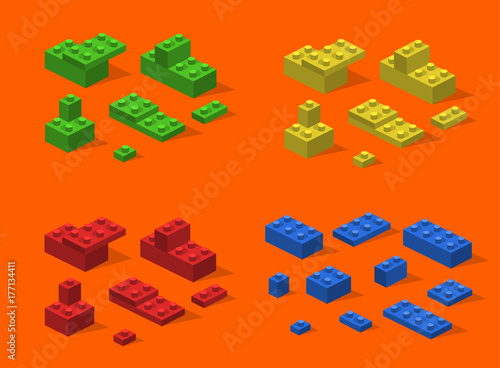 Isometric 3D vector illustration toy for children constructor and building blocks