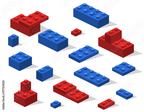 Isometric 3D vector illustration toy for children constructor and building blocks
