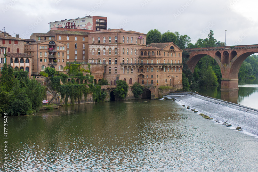Fototapeta premium View of the Episcopal City of Albi and the River Tarn. Albi, France