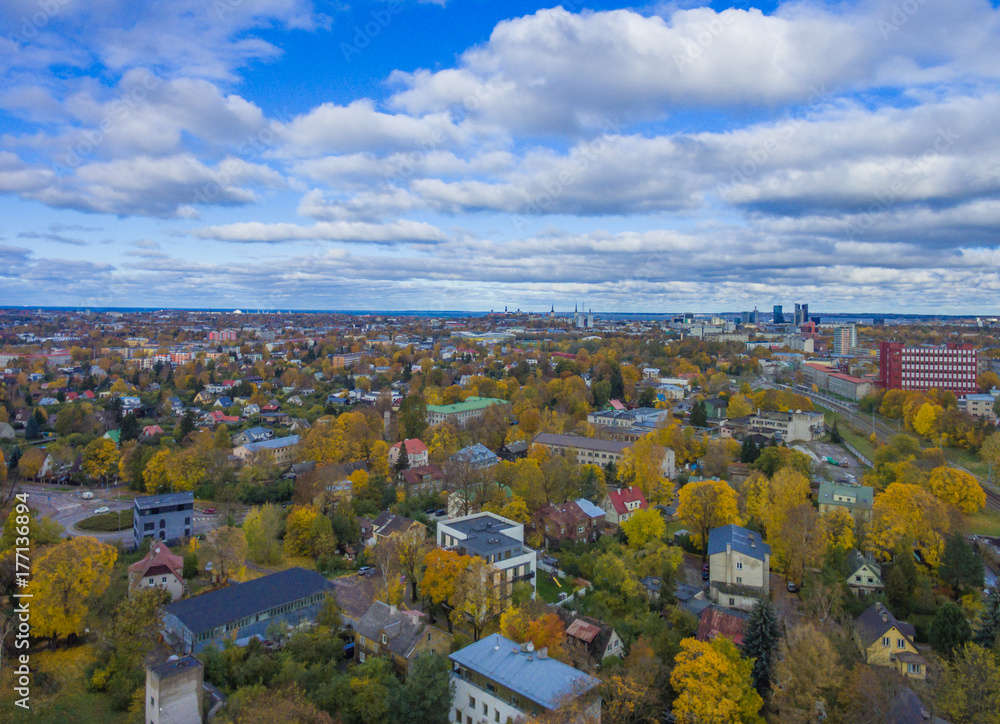 Aerial view of City Tallinn, Estonia district Kristiine