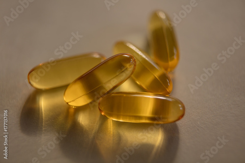 Omega 3 fishoil pills isolated on white background