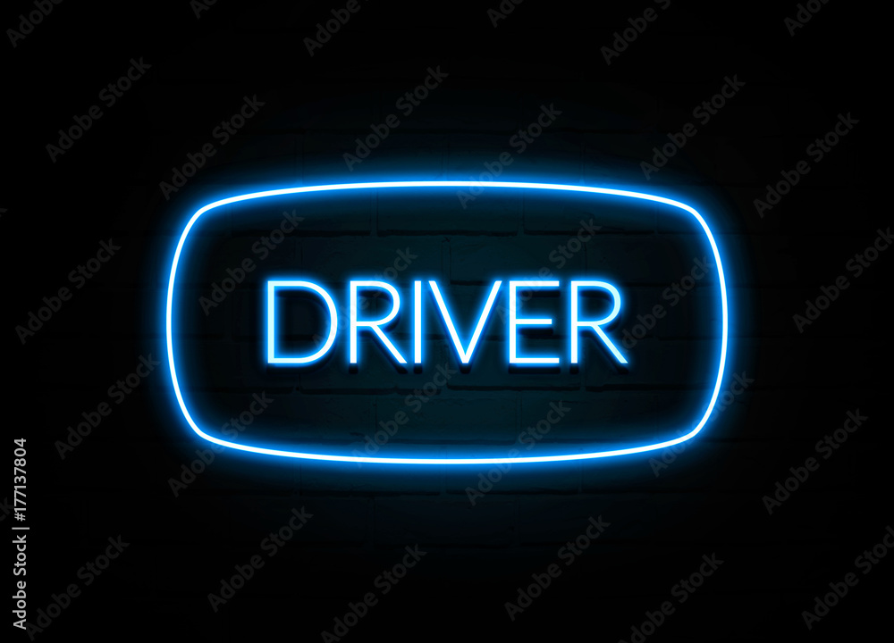 Driver  - colorful Neon Sign on brickwall