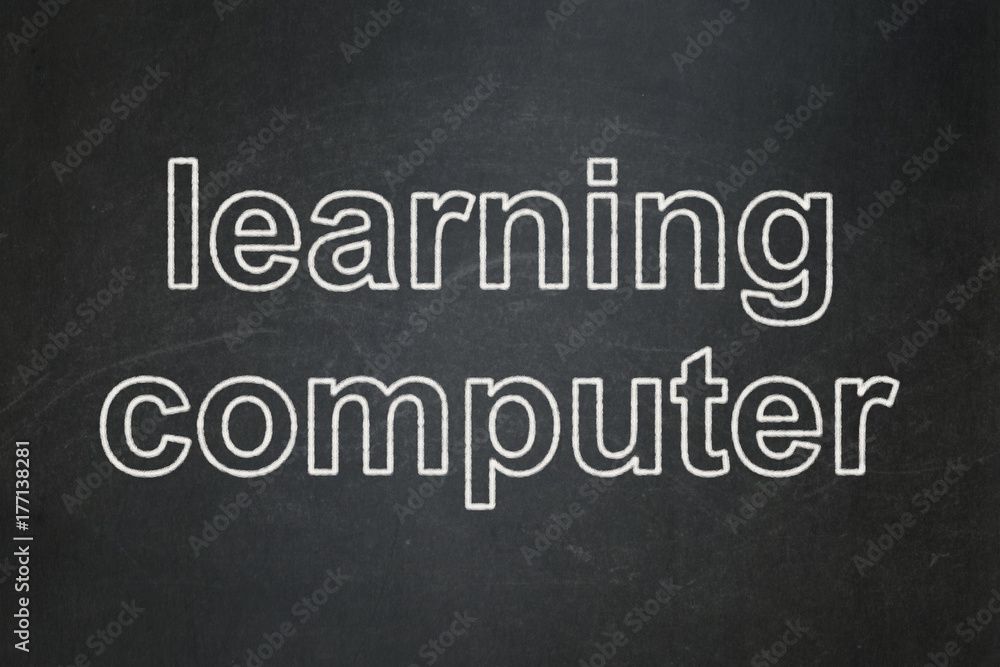 Education concept: Learning Computer on chalkboard background Education concept: Learning Computer on chalkboard background