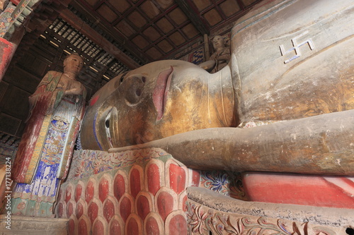 張掖大仏寺の大仏殿の寝釈迦像