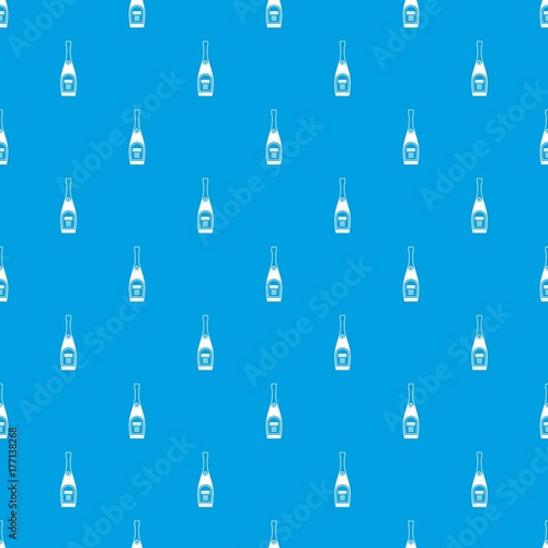 Bottle of champagne pattern seamless blue