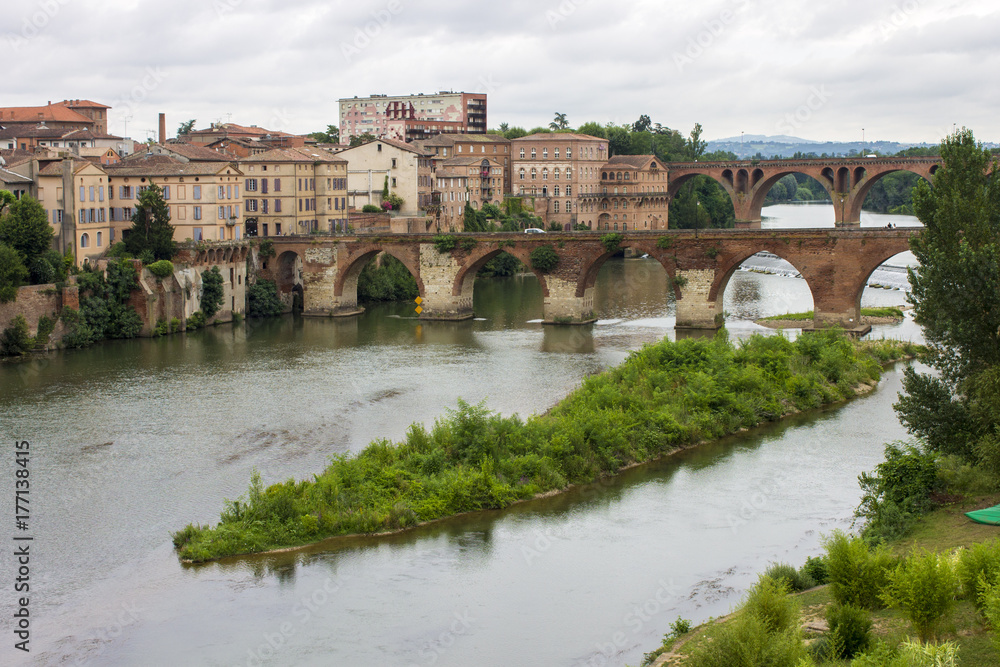 Views of the Episcopal City of Albi and the River Tarn. Albi, France