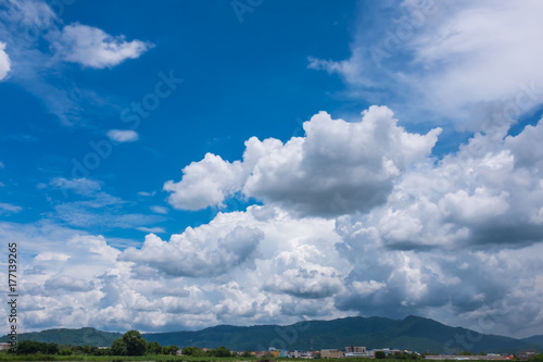 Beauty sky with cloudy above mountain range  serenity nature background.