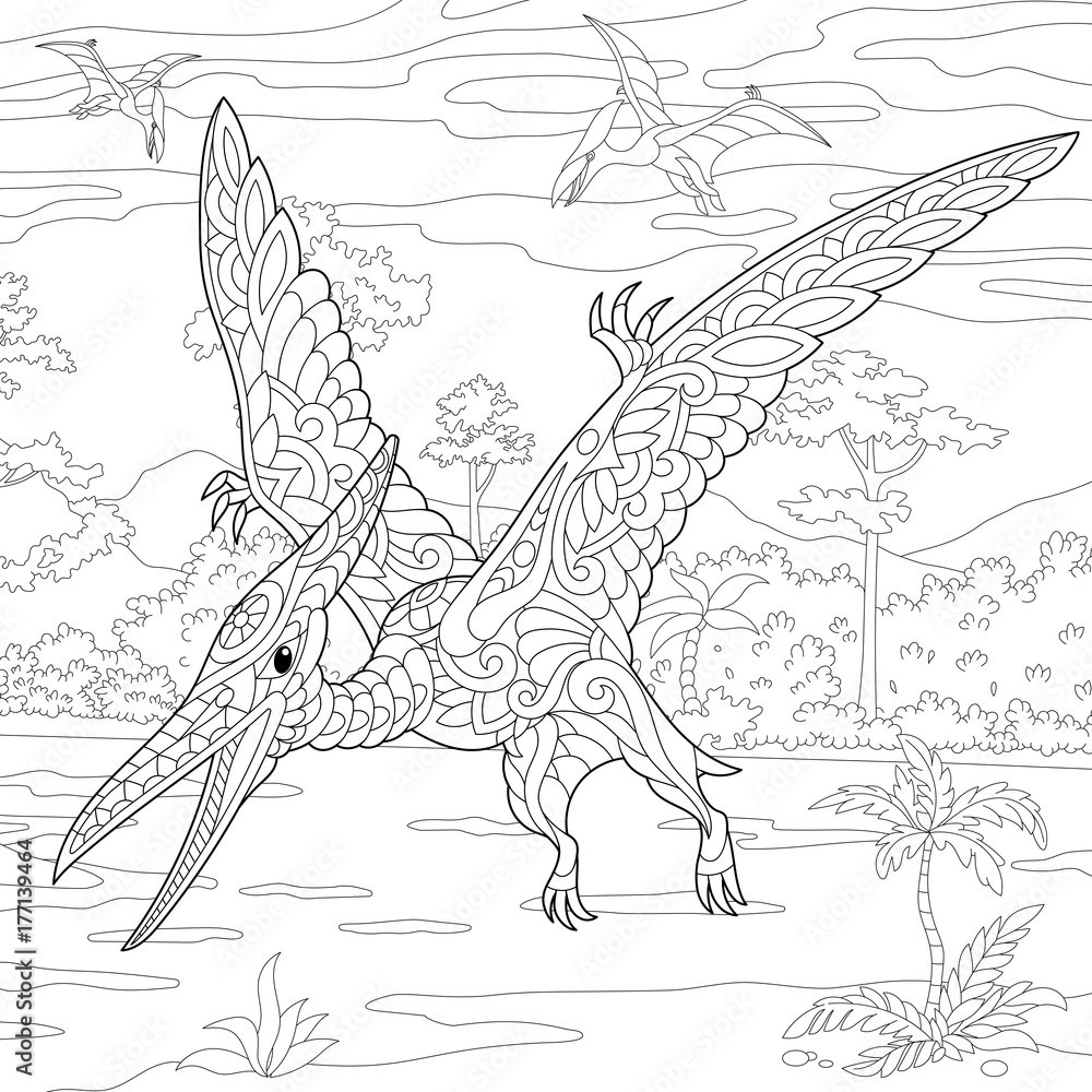 Drawing pterodactyl  Easy dinosaur drawing Dinosaur drawing Easy drawings