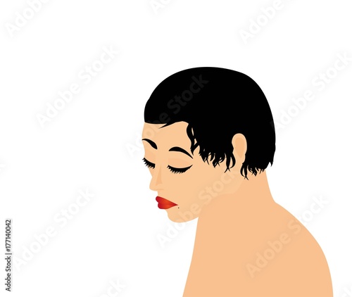 testa di giovane donna triste