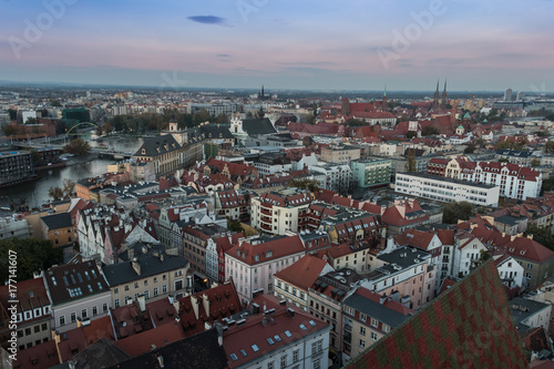 Wroclaw skyline, view from the observation deck of the Saint Elizabeth Church