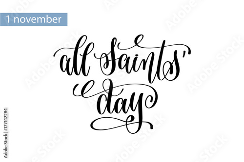 all saints' day hand lettering inscription to 1 november