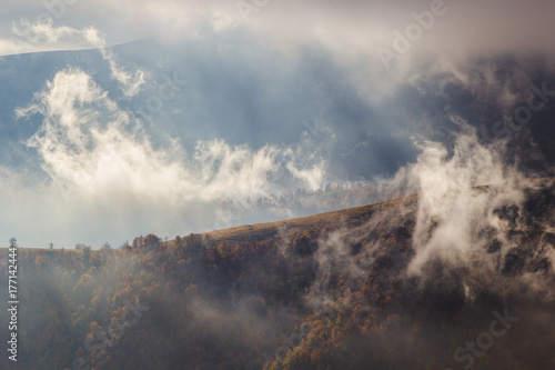 clouds in autumn mountains