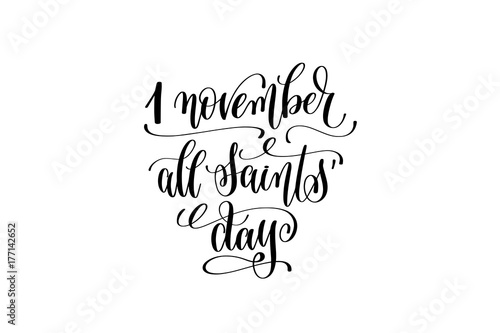1 november all saints' day hand lettering inscription