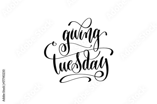 giving Tuesday hand lettering inscription to november holiday de