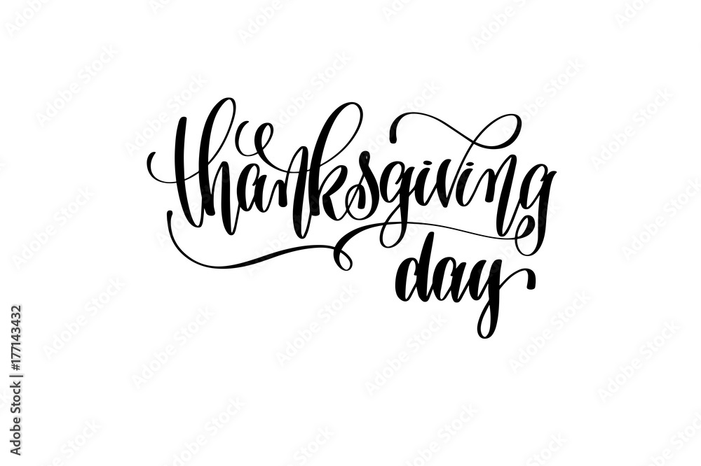thanksgiving day hand lettering inscription to november holiday 