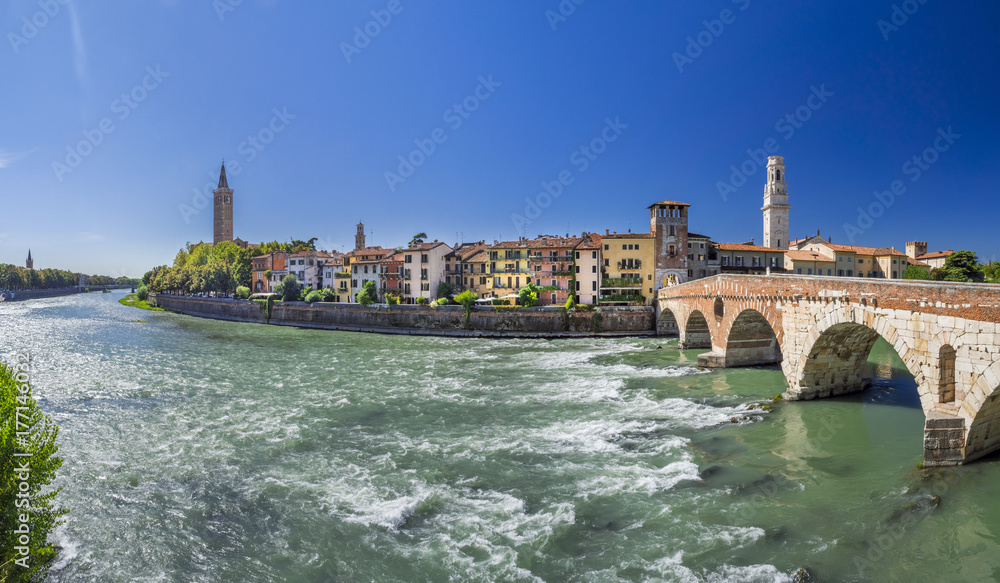 View of Verona and River Adige, Italy
