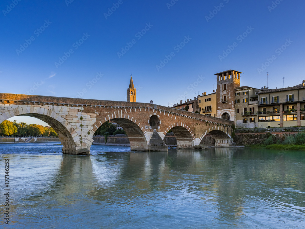Ponte Pietra on the River Adige, Verona