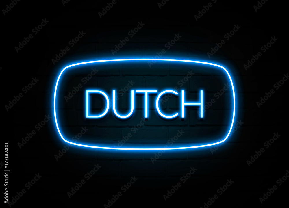 Dutch - colorful Neon Sign on brickwall Dutch - colorful Neon Sign on brickwall