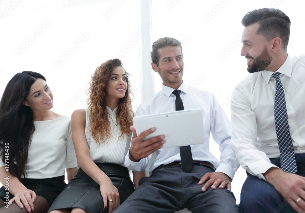 business colleagues with digital tablet. business colleagues with digital tablet.