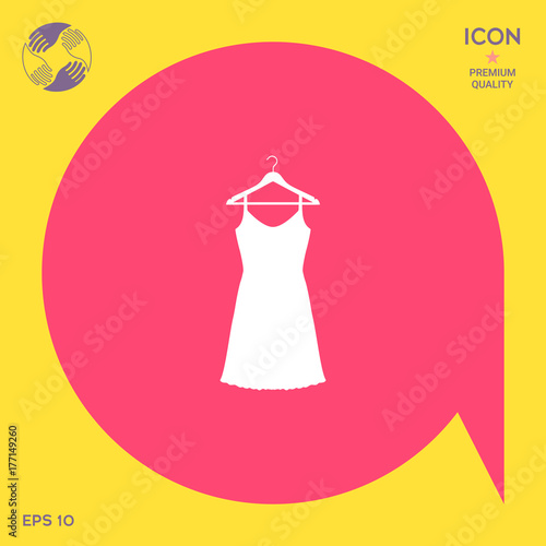 Sundress, Evening dress, combination or nightie on the wardrobe hanger , the silhouette. Menu item in the web design
