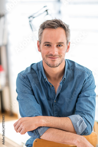 Принти на полотні Portrait of a handsome man with gray hair