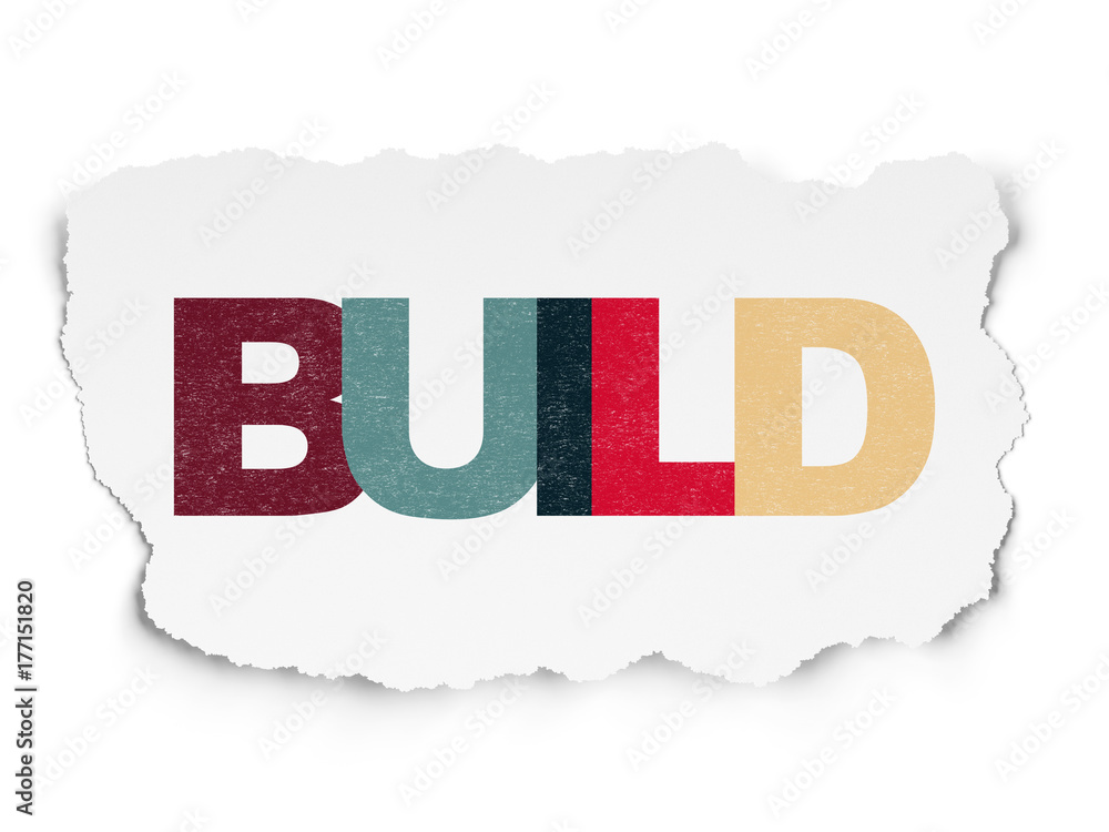 Construction concept: Build on Torn Paper background Construction concept: Build on Torn Paper background