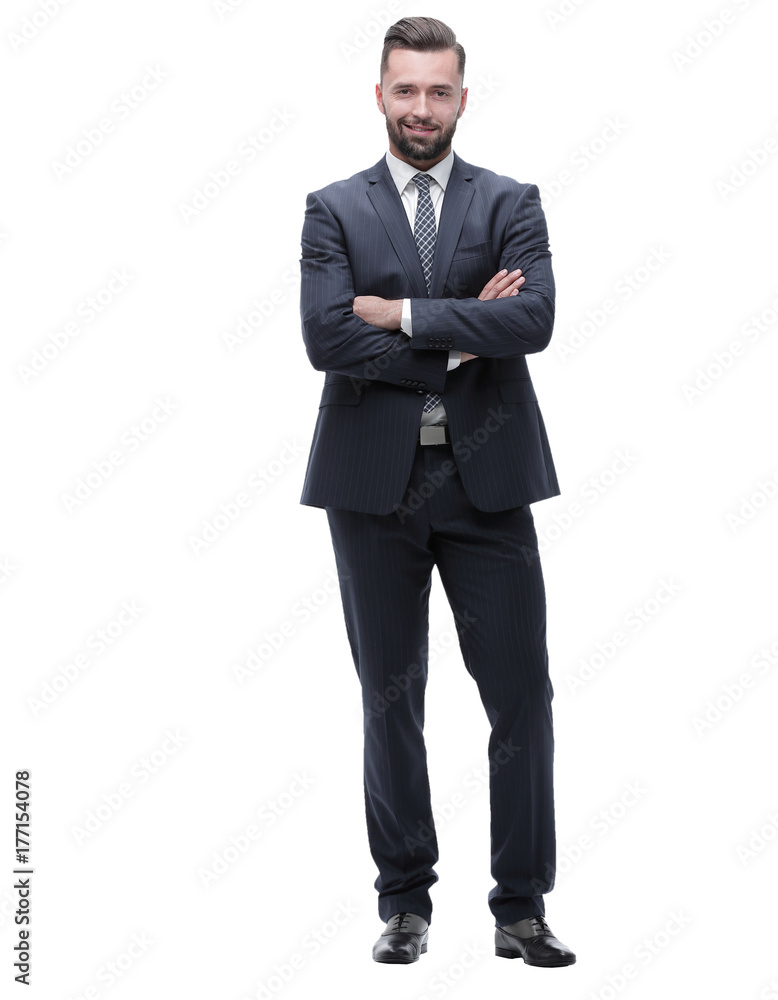 in full growth. businessman arms folded in full growth. businessman arms folded