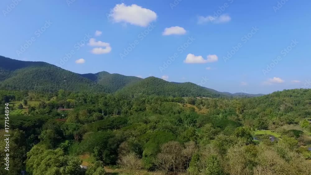 Aerial shot : Forest with clear sky in Chiang Mai, Thailand Aerial shot : Forest with clear sky in Chiang Mai, Thailand