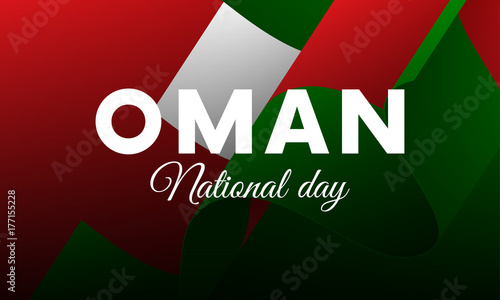 Banner or poster of Oman National Day celebration. Waving flag. Vector illustration.