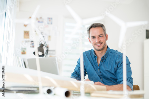 Architect working on an ecological construction project