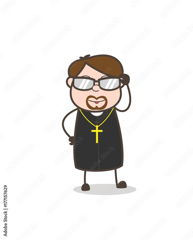 Fashionable Priest with Trendy Sunglasses Vector