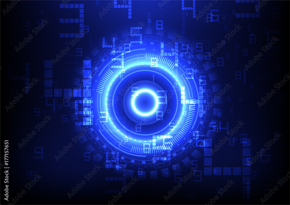 Technology background digital data with abstract circle and glowing light